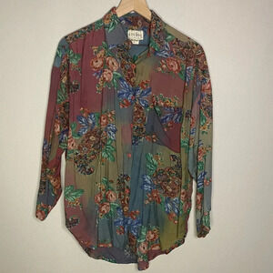 Vintage Floral Blouse size small At Last Studio boho 90s y2k feminine warm tones